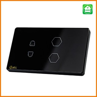 Công tắc cảm ứng thông minh Datic 2 nút kèm ổ cắm - Việt nam sản xuất hoàn toàn