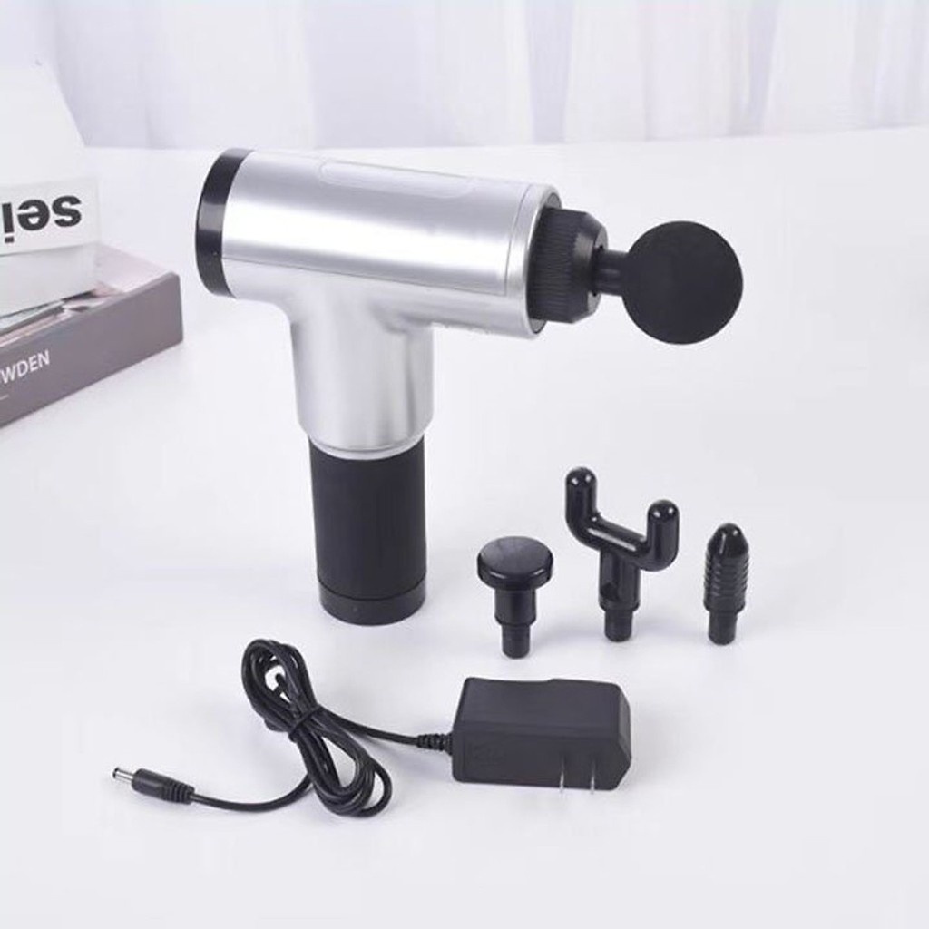 Máy Massage Cầm Tay Fascial Gun HG 320 - 4 Đầu 6 Chế Độ - Massage Toàn Thân Giảm Đau Cơ - Đa Năng - Hàng Chính Hãng