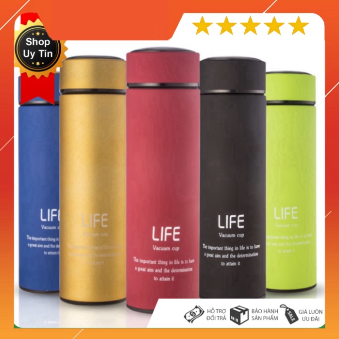 Bình giữ nhiệ LIFE inox 500ml ca cấp tặn kè vòn tỳ hưu phon thủy HÀN NEW 2019