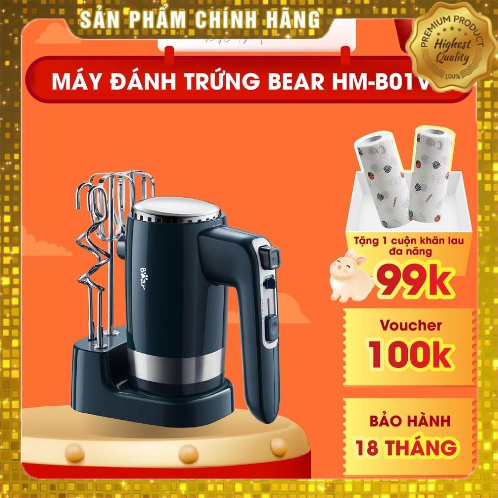 Máy Đánh Trứng Nhào Bột Đánh Kem Cầm Tay Bear Công Suất Lớn Làm Bánh Bao, Làm Bánh Kem BIN