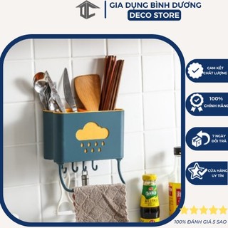 Ống đựng đũa đa năng treo tường, hình đám mây - Kèm móc treo khan, dụng cụ bếp