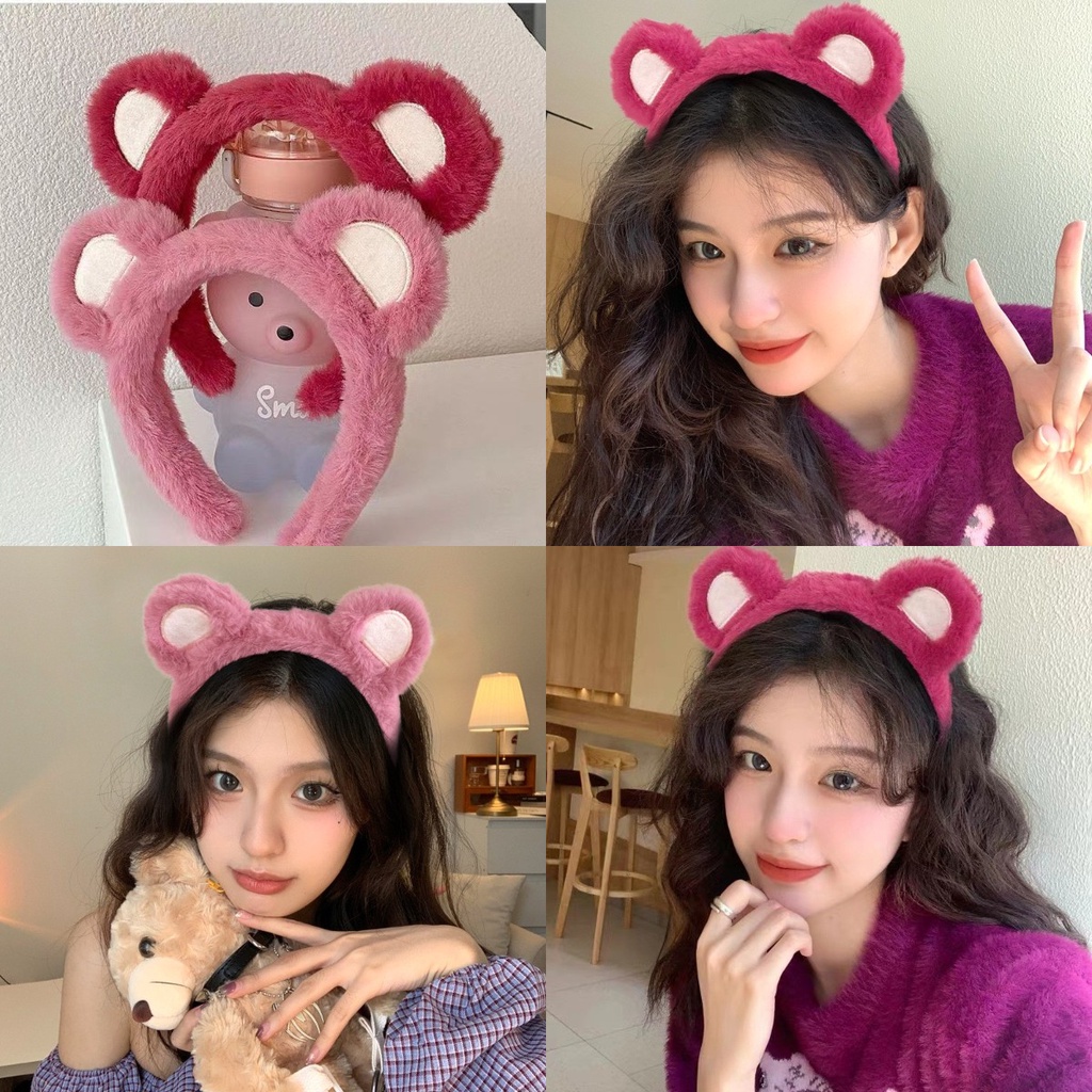 Băng Đô Cài Tóc Rửa Mặt Hình Tai Gấu Ba Chiều Dễ Thương Phong Cách Hàn Quốc