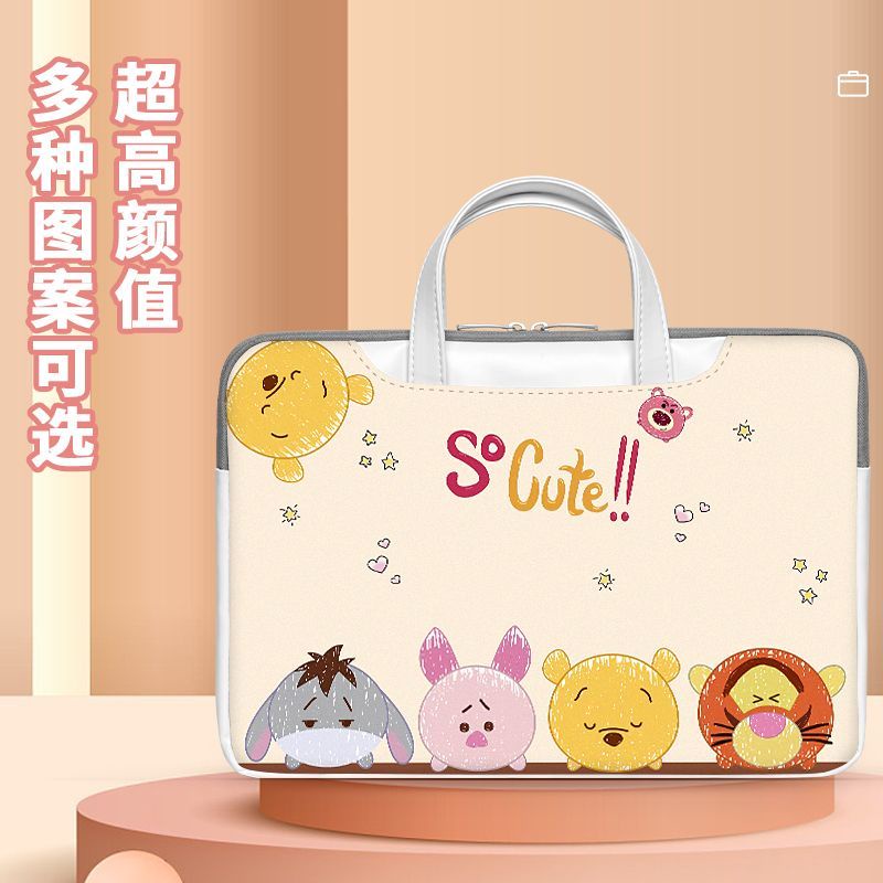 Túi Da PU Đựng Laptop 16-inch Chống Mài Mòn Họa Tiết Hoạt Hình Sức Chứa Lớn