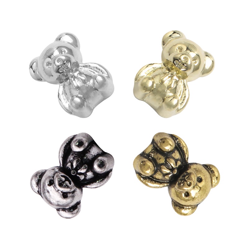 Phụ Kiện Trang Trí Móng Tay Nghệ Thuật Bằng Hợp Kim Hình Gấu Dễ Thương Phong Cách Retro Nhật Bản