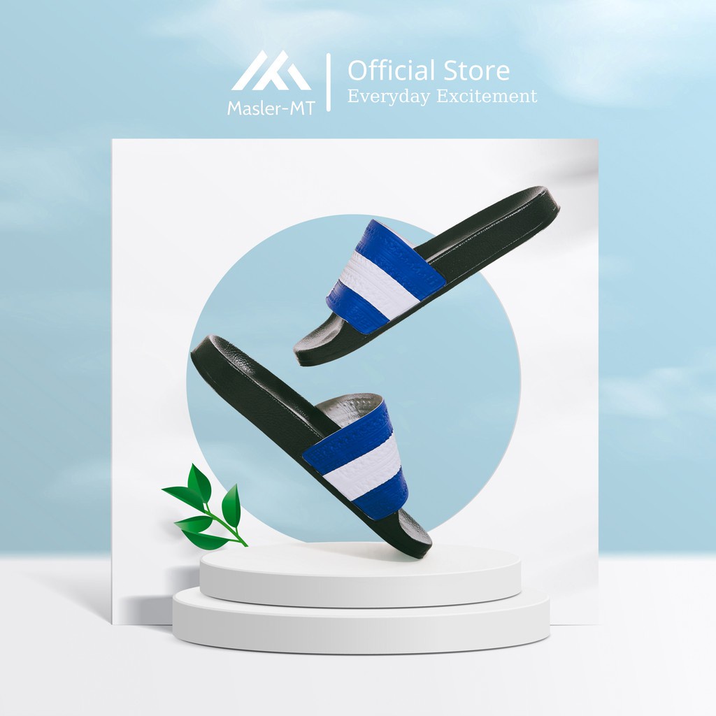Dép bánh mì nam nữ đan mạch xanh dương dép quai ngang thương hiệu Masler MT với dòng đế chống nước và êm chân DMXD