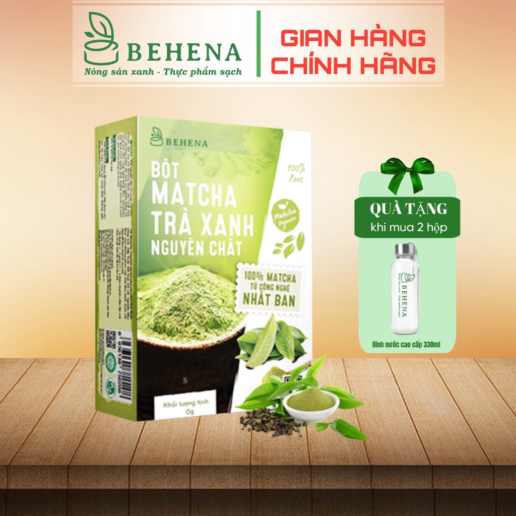 Bột trà xanh Behena nguyên chất sấy lạnh hữu cơ công nghệ Nhật Bản đắp mặt làm bánh hộp 50g