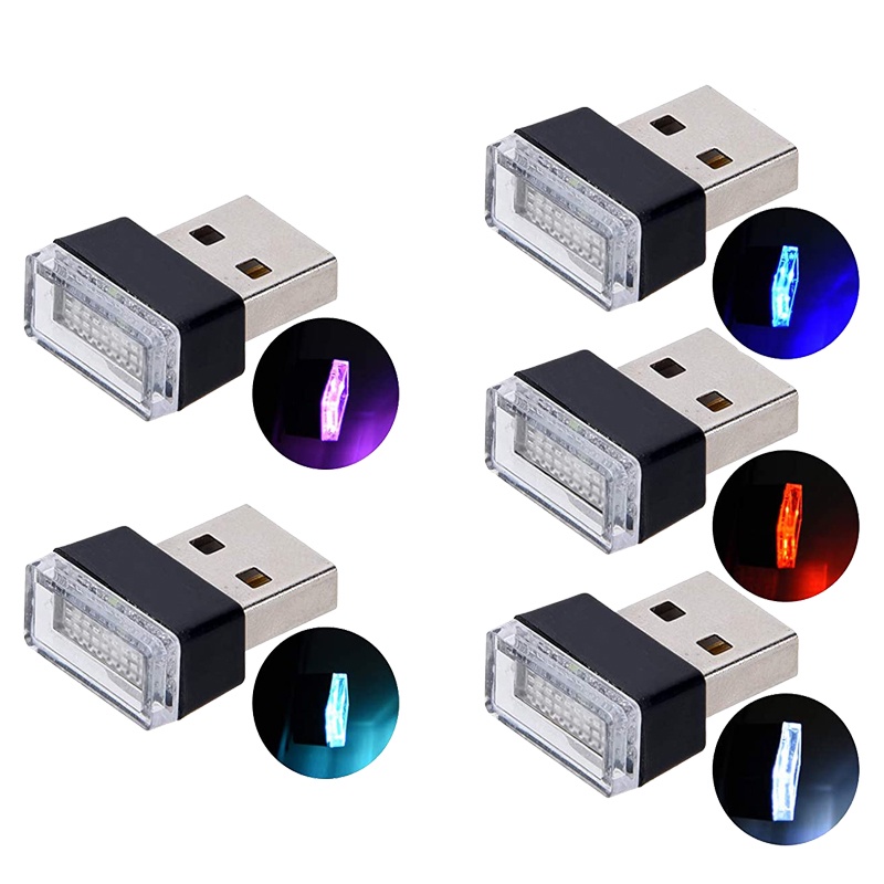 1 Đèn LED USB Trang Trí Nội Thất Xe Hơi Mini Màu Trắng Đỏ Bule
