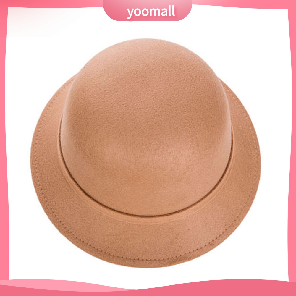 Yomall♡ Mũ Bowler Len Lông Cừu Màu Trơn Đính Nơ Thời Trang Thu Đông Cho Phái Nữ