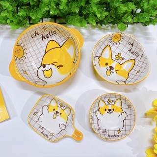 Set Chén bát sứ cho bé ăn dặm Màu vàng
