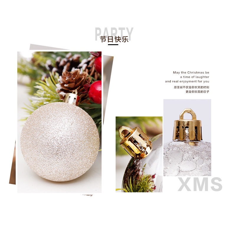 Set 30 Quả Châu Trong Suốt Màu Vàng Kích Thước 6cm Trang Trí Cây Thông Noel