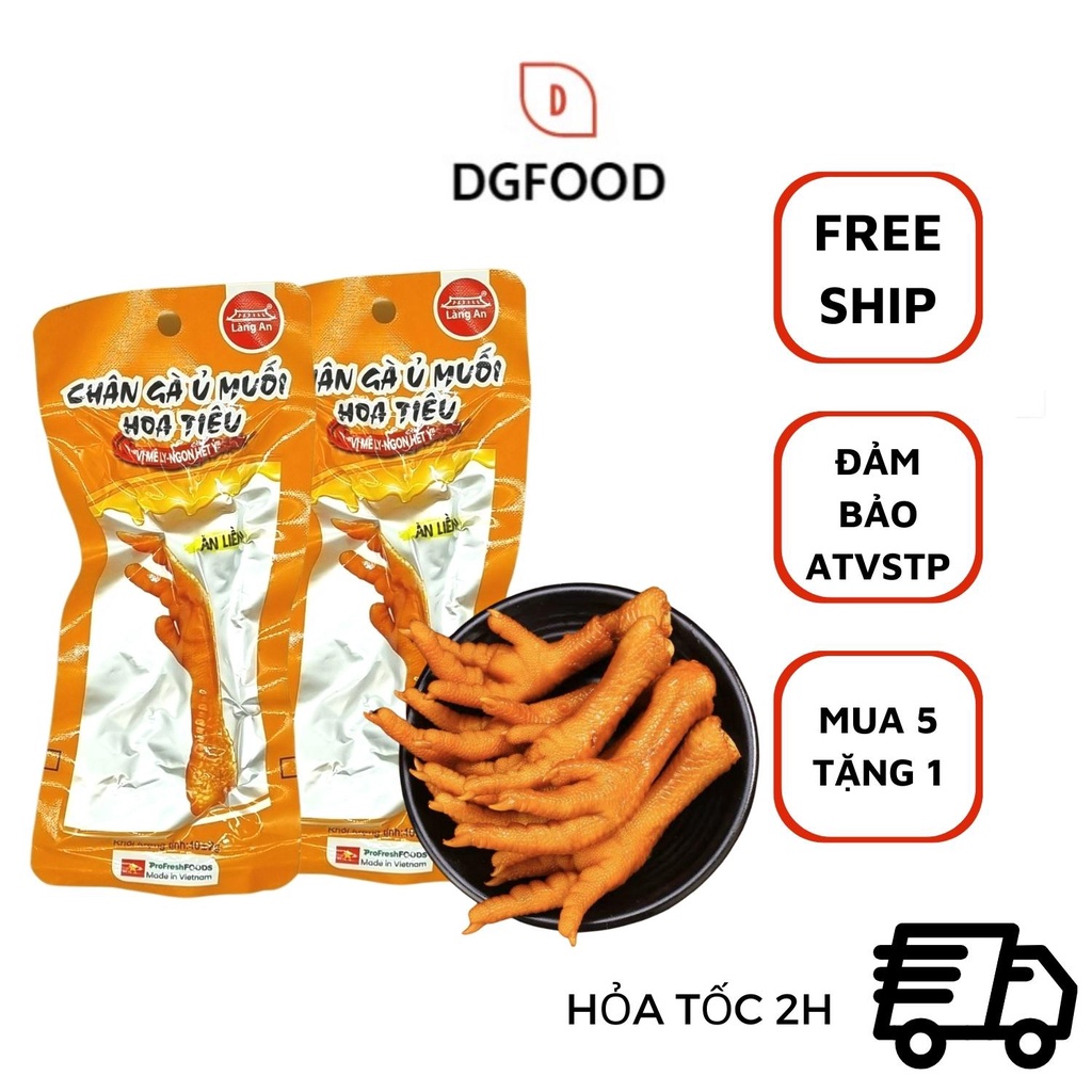 Chân gà cay ủ muối hoa tiêu DGFood 40g chân gà Việt Nam đồ ăn vặt vị cay vừa phải,vệ sinh an toàn thực phẩm