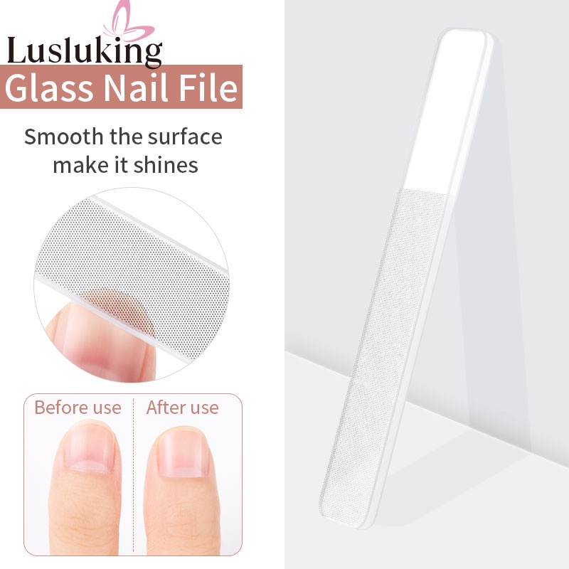 Dụng cụ dũa móng tay LUSLUKING bằng thủy tinh nano trong suốt