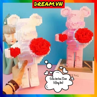 Lego lắp ráp Bearbrick ôm hoa size to
