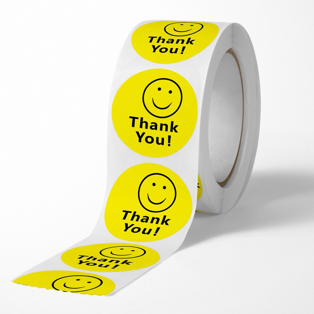 Cuộn 500 nhãn dán cảm ơn, sticker thank you, tem tròn thank you chữ Handmade cực đẹp