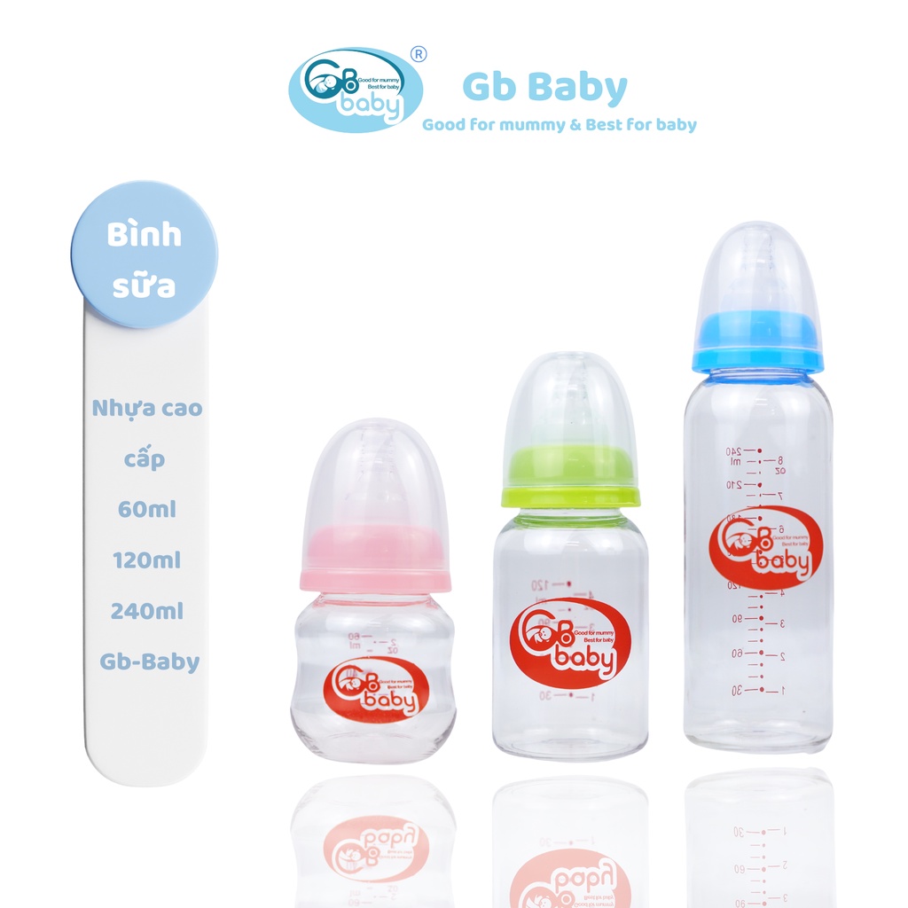 Gb-Baby Chính Hãng Bình sữa nhựa GB-Baby Cổ hẹp 60ml 120ml 240ml Chính