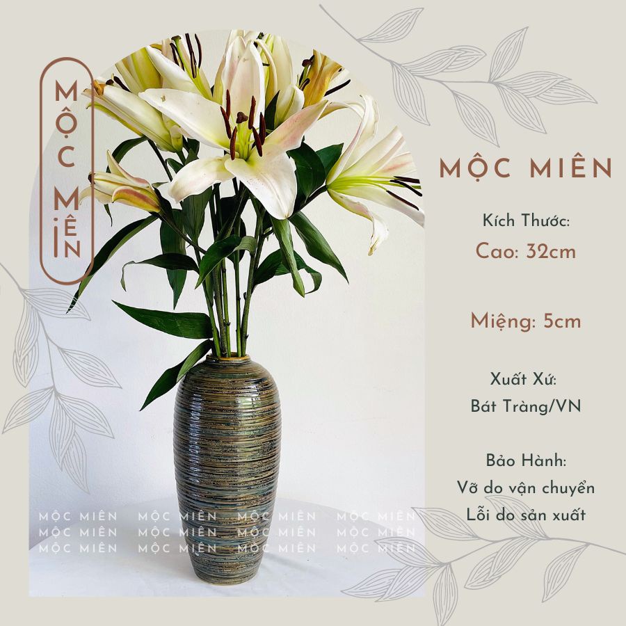 Lọ Hoa men hỏa biến men Ánh Bạc nhiều mẫu Gốm Mộc Miên, bình hoa trang trí decor gommocmien Bát Tràng