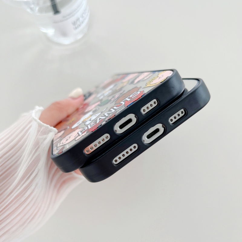 Ốp Điện Thoại Cứng Chống Sốc Chống Rơi Tích Hợp Gương In Hình Snoopy Cho iPhone 14 13 12 11 Pro Max Plus X XR XS Max