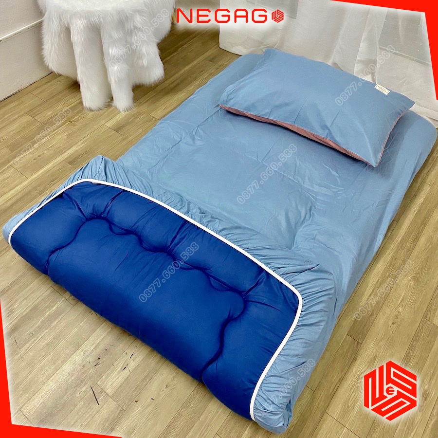 Bộ ga nệm, Áo bọc nệm Topper Cotton Tici Hàn Mát 1mx2m 1m2x2m 1m4x2m 1m6x2m 1m8x2m | Thay ga thun lạnh | NEGAGO | BigBuy360 - bigbuy360.vn