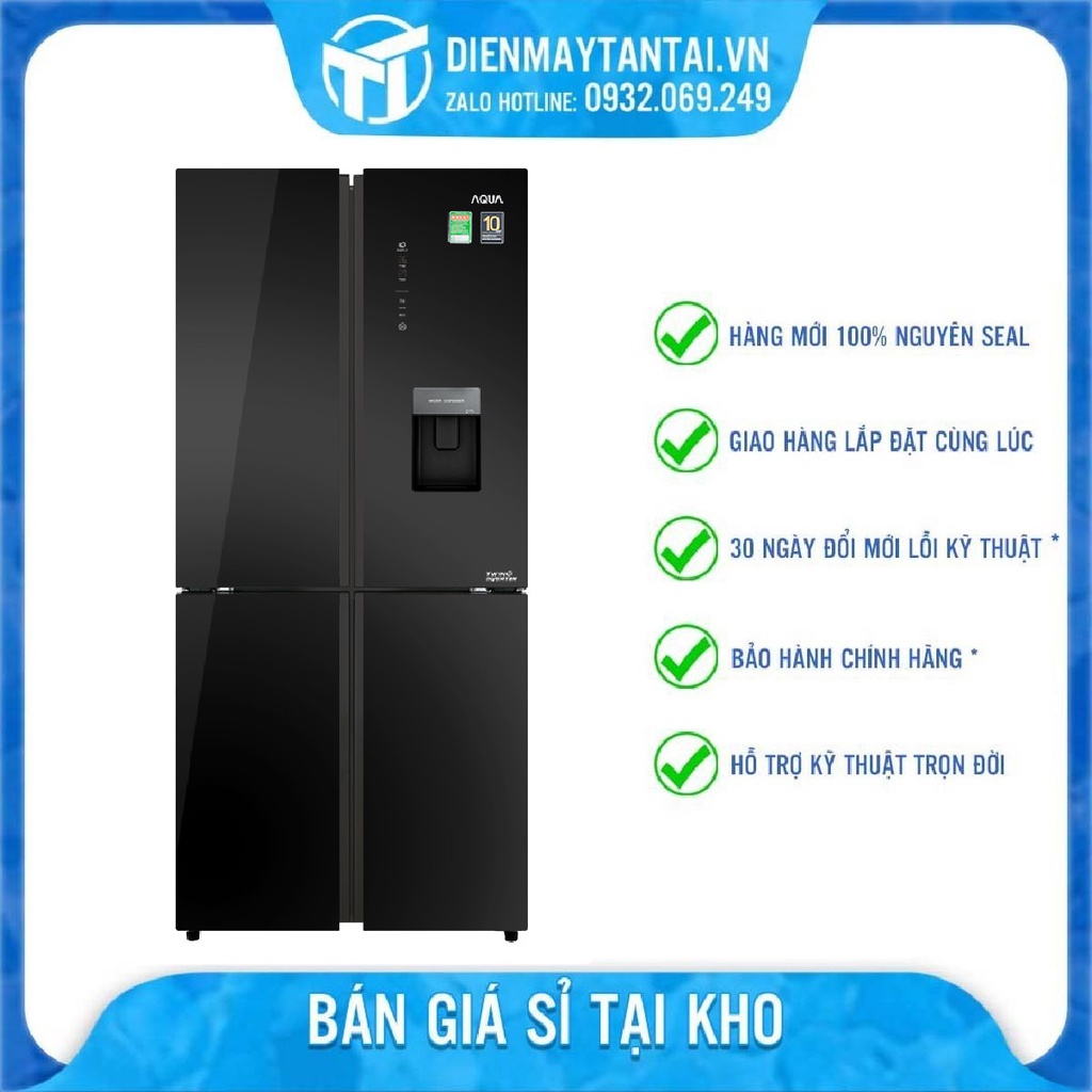 Tủ lạnh Aqua Inverter 456 lít AQR-IGW525EM GB Chế độ thông minh tự điều chỉnh nhiệt độ các ngăn - Giao miễn phí HCM