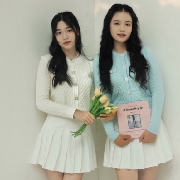 Áo cardigan len đính hạt lấp lánh sang trọng