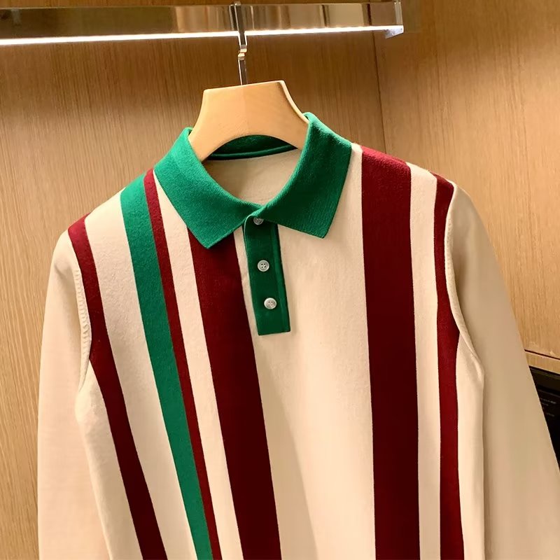 Áo Thun polo Dệt Kim Tay Ngắn Dáng Ôm Họa Tiết Kẻ Sọc Nhiều Màu Sắc Thời Trang Mùa Hè Cho Nam