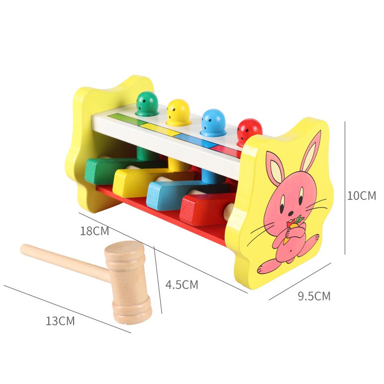 Đập chuột kết hợp đàn và tìm đường đa năng hình sư tử 3in1 và 7in1 - Đồ chơi gỗ cho bé