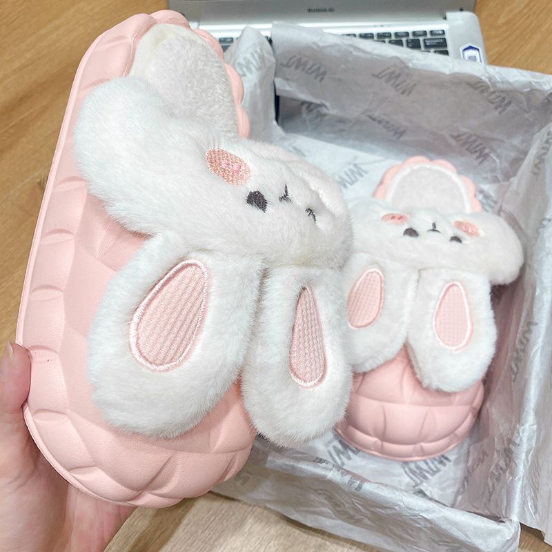 Dép Bông Đi Trong Nhà Hình Tai Thỏ Dễ Thương