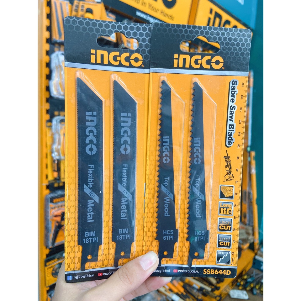COMBO 1 Bộ lưỡi cưa kiếm(gỗ)SSB644D+ 1 bộ lưỡi cưa kiếm( kim loại) SSB922EF ingco SSB922EFSSB644D - 