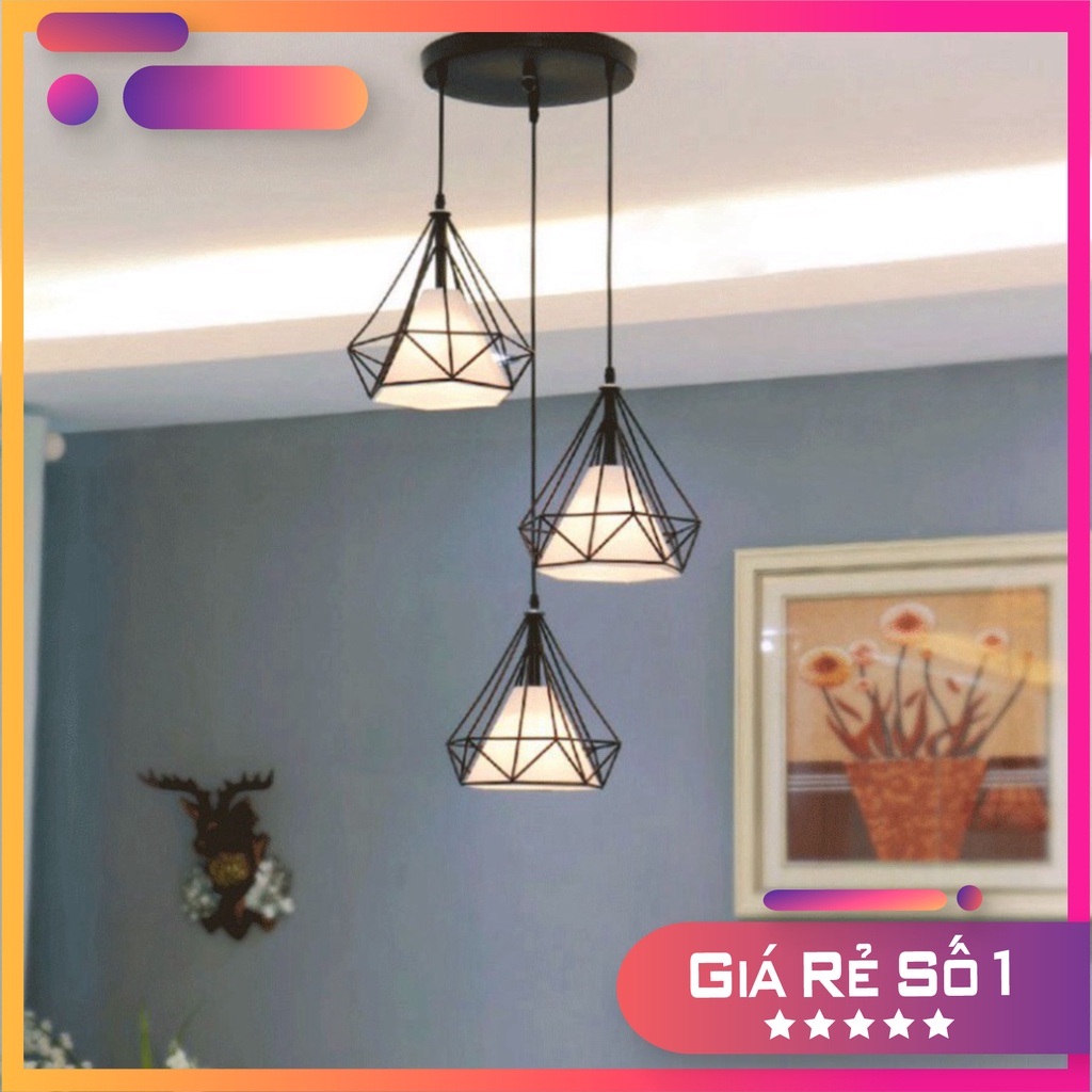 Đèn thả đơn kim cương khung sắt tĩnh điện kèm bóng led phi 250 + Video hướng dẫn lắp đặt DT 6527 OWL Lighting