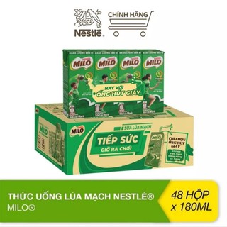 Thùng 12 lốc - 48 hộp sữa lúa mạch nestle milo 180ml/hộp