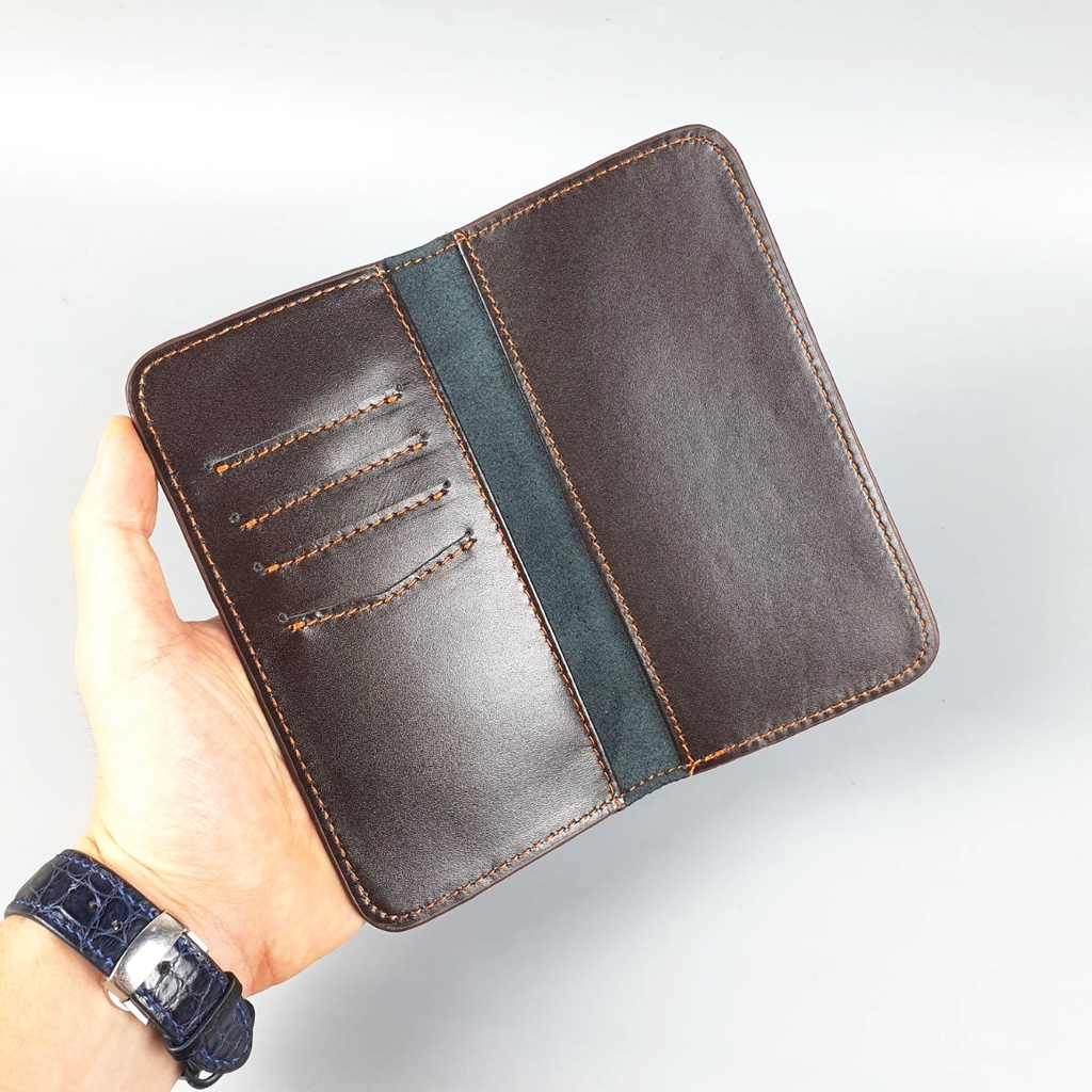 Ví dài mini cầm tay unisex siêu mỏng da bò thật WL118  -100% da bò thật