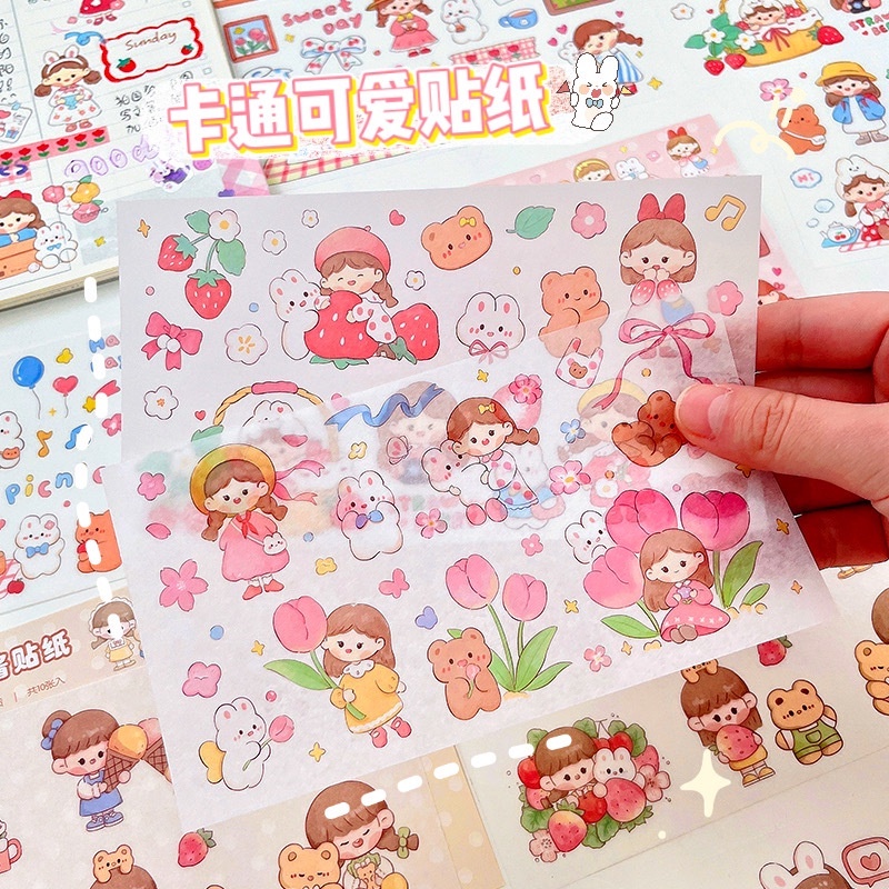 Sticker Momo Set 10 Tờ Kích Thước 9 x 13cm Đáng Yêu Cho Bé