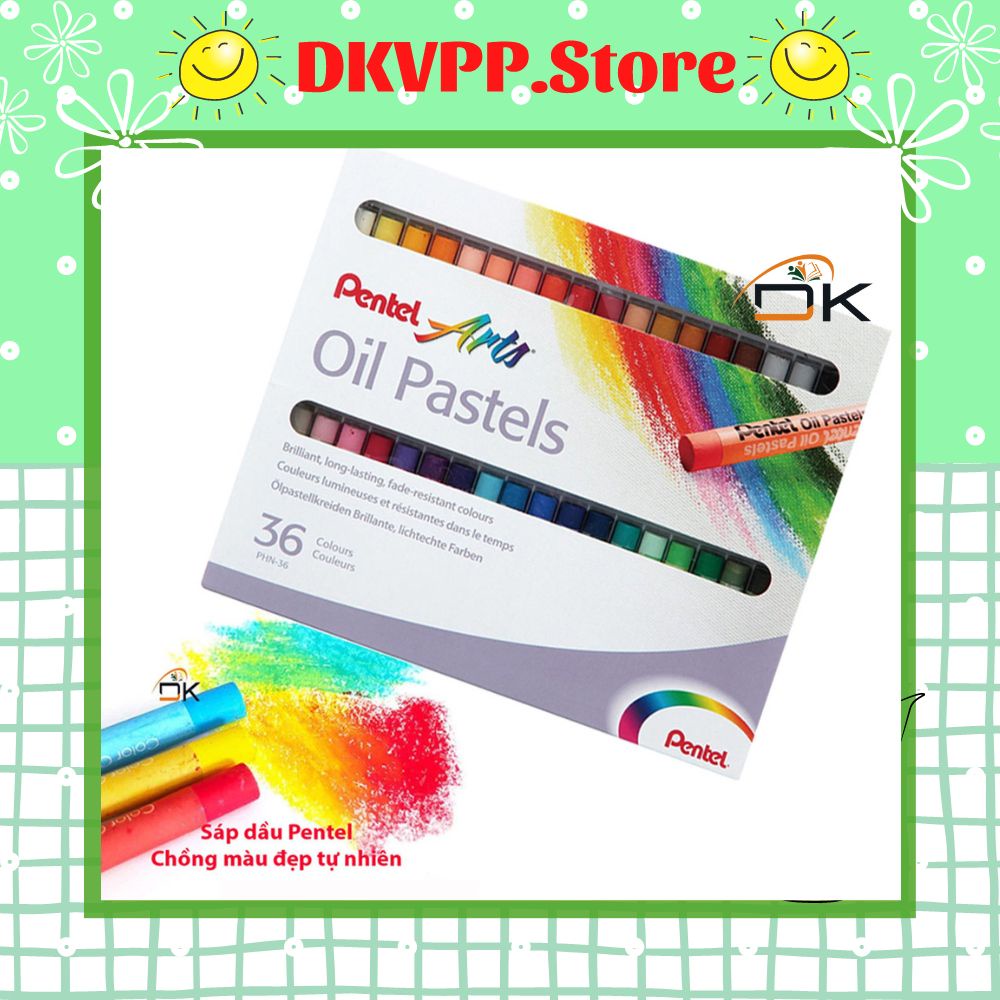 Sáp dầu Pentel 36 màu PHN-36AS/Bút màu cao cấp - DKVPP.Store, Sáp Nhật/Phấn màu tô vẽ tranh đẹp, An toàn không độc hại