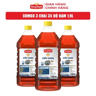 Combo 3 chai nước truyền thống Phú Quốc mắm Hồng Hạnh Siêu Hạng 35 độ đạm dung tích 1,9 lít - Chấm, kho đúng điệu