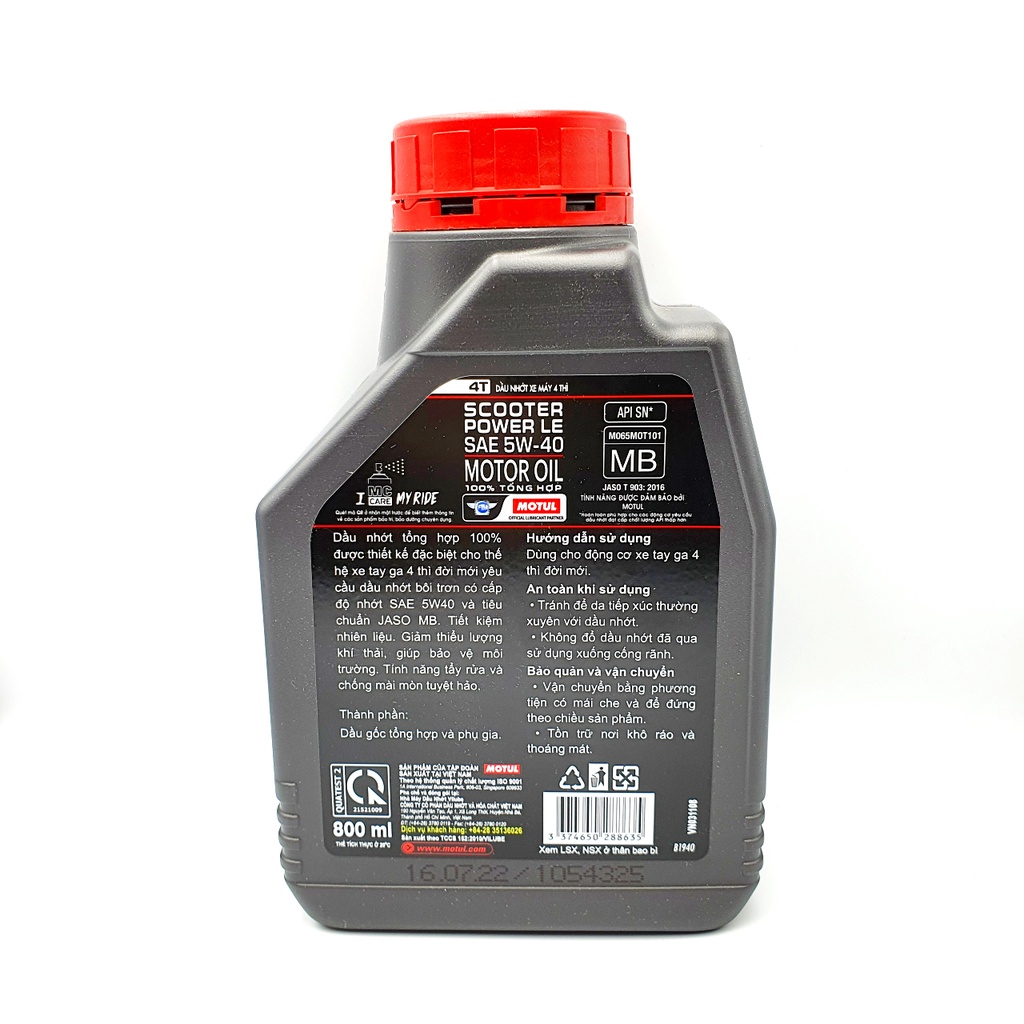 Motul scooter power le 5W40 nhớt tổng hợp cao cấp cho xe tay ga