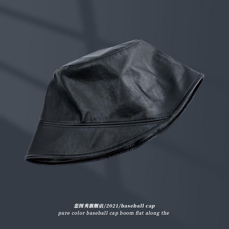 Mũ Bucket Chất Liệu Da pu Phong Cách Thời Trang Nhật Bản Dành Cho Nam Và Nữ