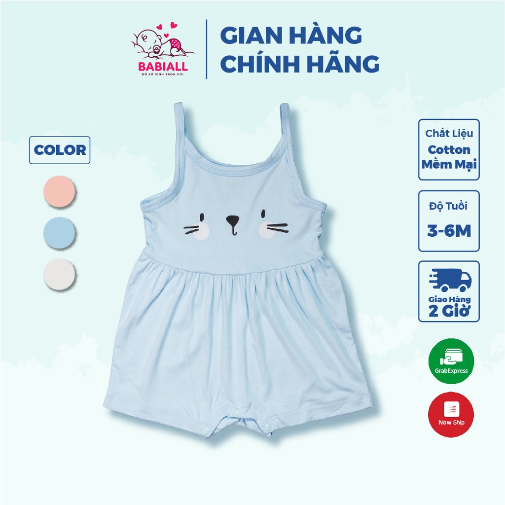 Bộ jumpsuit hai dây bé gái in hình dễ thương, body hai dây DINOFA liền thân sơ sinh 3-6M - BABIALL