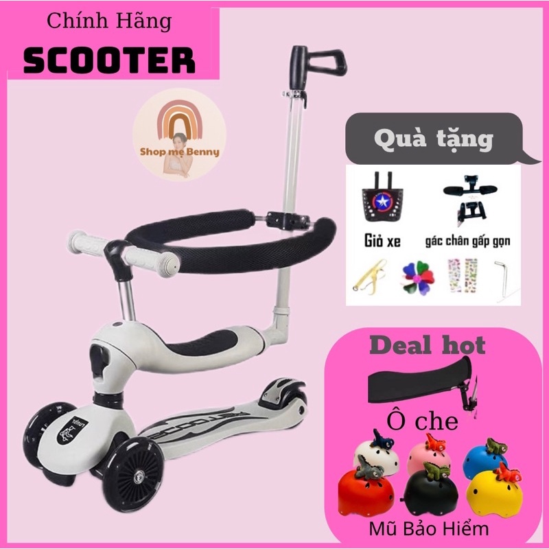 Xe Scooter cho bé 3 in 1, có tay đẩy và vòng bảo hộ