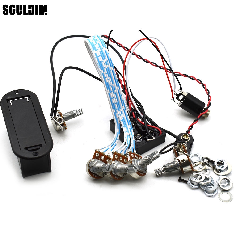 3 Band EQ Preamp Circuit Guitar Dual Potentiometer cho Active Bass Pickup