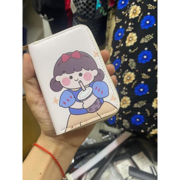 Ví gấp gọn cầm tay kéo khóa nhiều ngăn