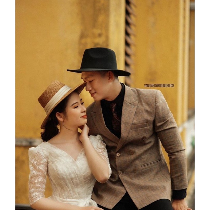 Mũ phớt dạ panama đai đen nam tính