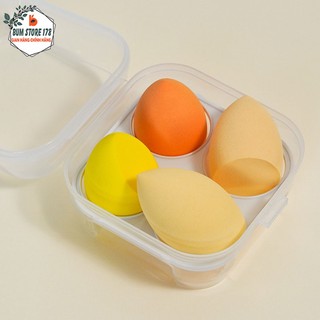 Mút tán nền trang điểm siêu mịn hộp 4 cái, Bông mút trang điểm không thấm nước siêu bền
