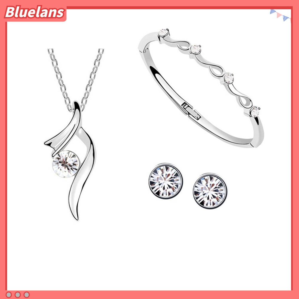 Bộ Trang Sức Mạ Bạc Đính Đá Sang Trọng 48h