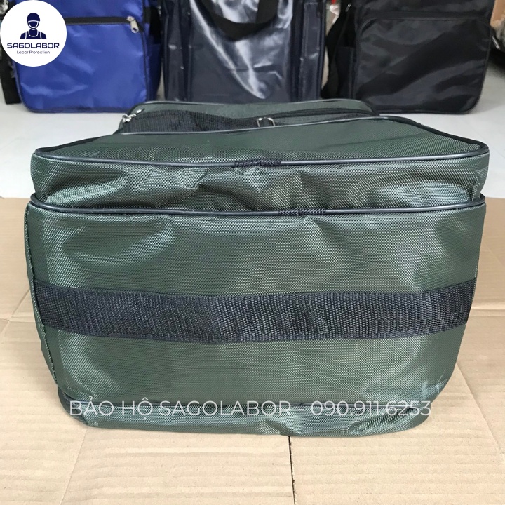 Túi đơn đựng đồ nghề dụng cụ vải dù dày lót nhựa cứng 40x30x20cm màu xanh rêu dành cho thợ điện lực EVN