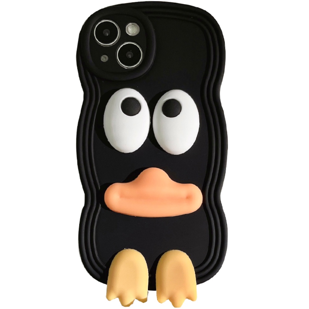 Ốp Điện Thoại Silicon Dẻo Hình Chú Vịt Mắt To Kèm Vòng Đeo Tay Cho Apple Iphone 14max 12 13promax xr / xs 11promax