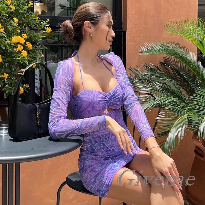 Đầm Hoa Tay Dài Dạng Quấn Thời Trang Dành Cho Nữ