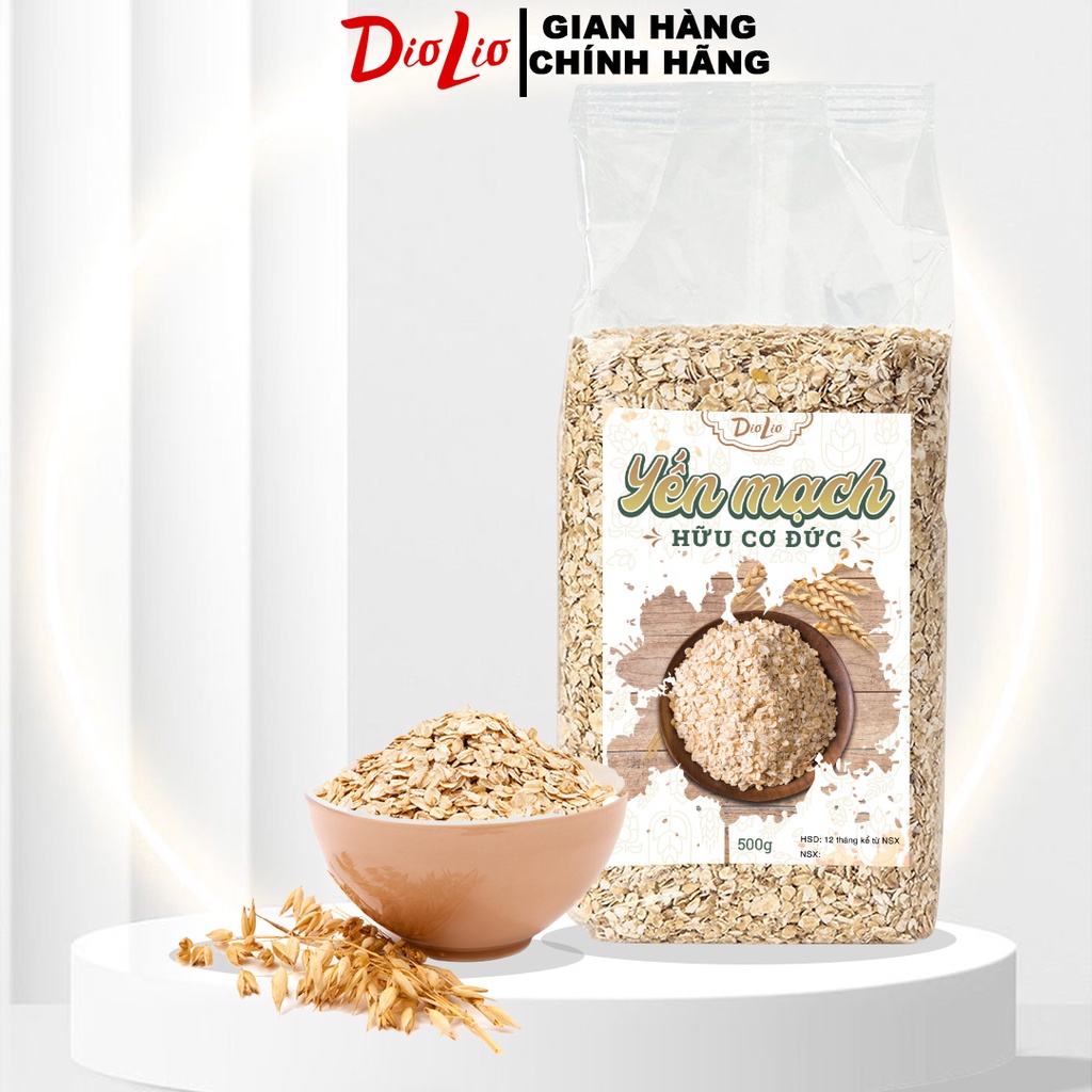 Yến mạch giảm cân cán vỡ cán dẹt DIOLIO gói 500gr, ngũ cốc giảm cân cho người ăn healthy, kiêng, tập gym