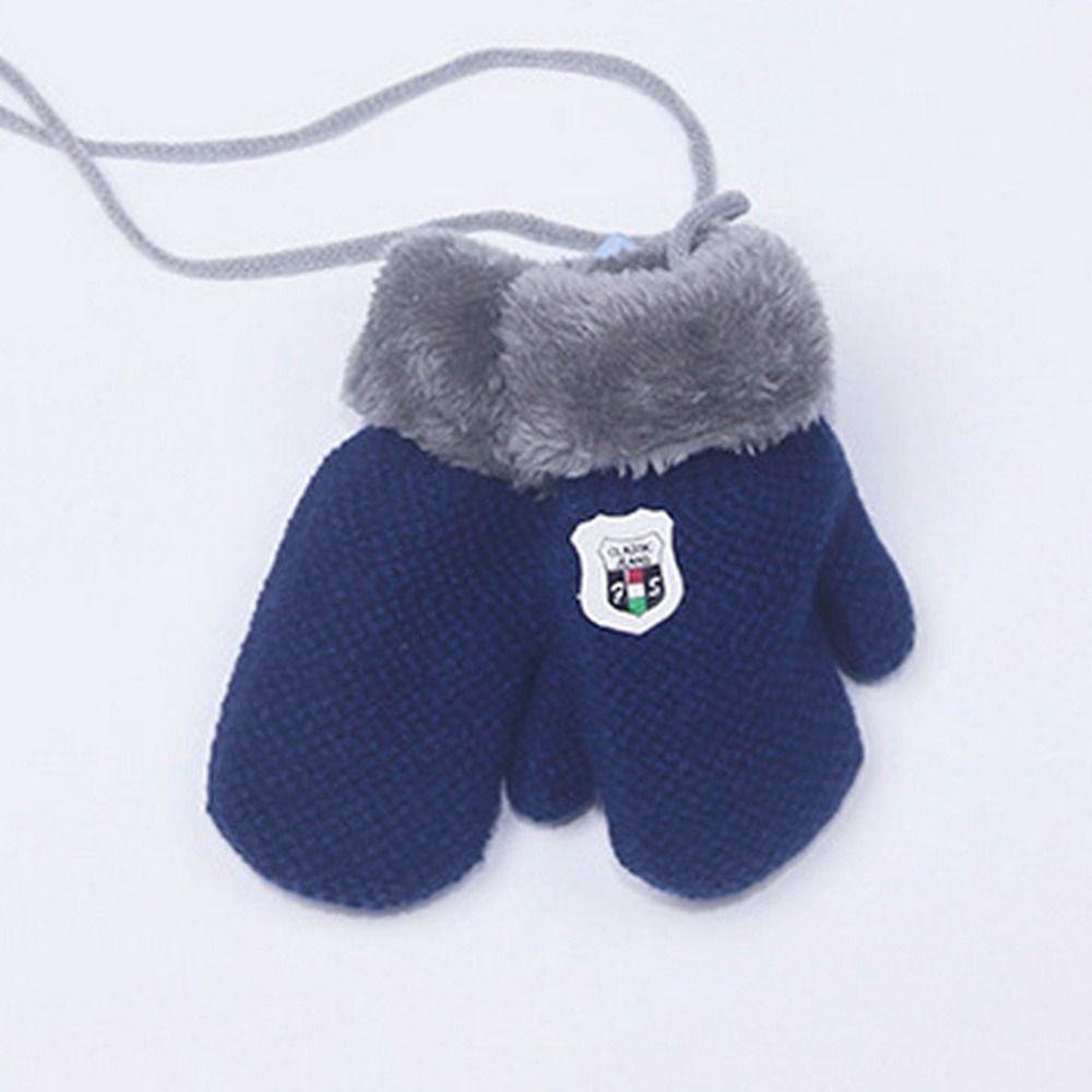 Găng Tay Mềm Mại Dày Dặn Ấm Áp Có Dây Đeo Cổ Cho Bé