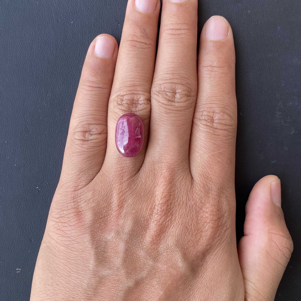 Mặt Nhẫn Đá Ruby Tự Nhiên Yên Bái Mài Sống Đỏ Đậm 26,17ct Kiểm Định IGG