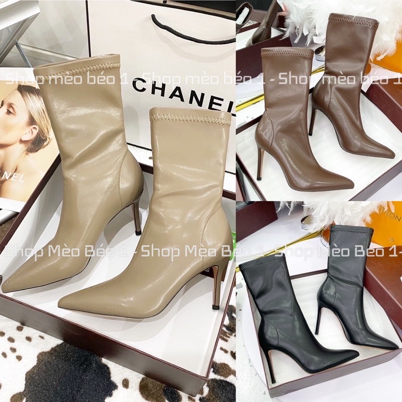 Bốt boot lửng bigtree da lì gót nhọn fullbox hàng quảng châu cao cấp